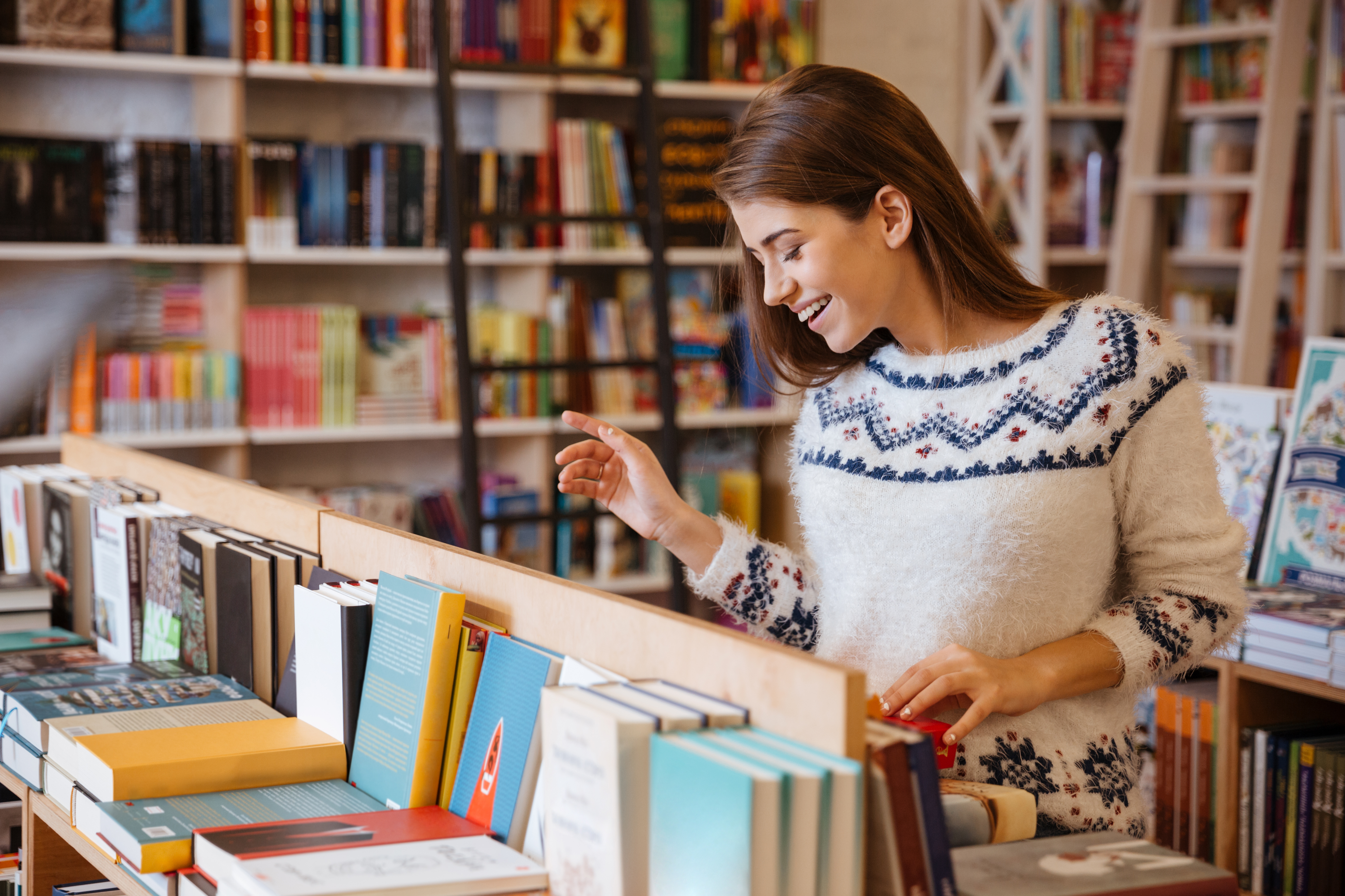 girl perusing through a book store