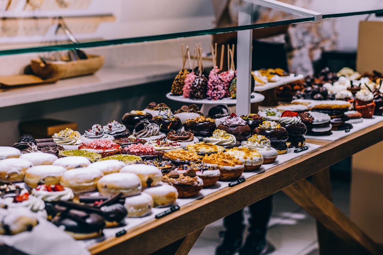 A display of donuts and desserts in Littleton.